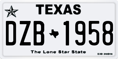 TX license plate DZB1958