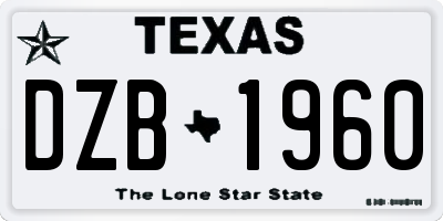 TX license plate DZB1960