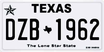 TX license plate DZB1962