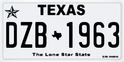 TX license plate DZB1963