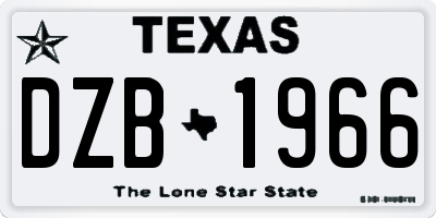 TX license plate DZB1966