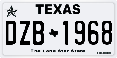 TX license plate DZB1968