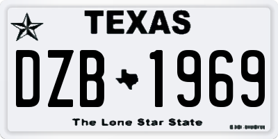 TX license plate DZB1969