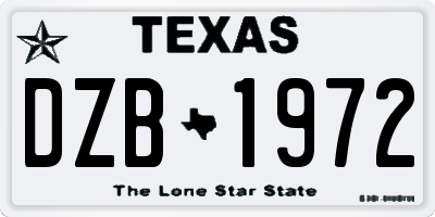 TX license plate DZB1972