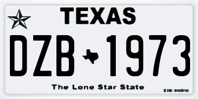 TX license plate DZB1973