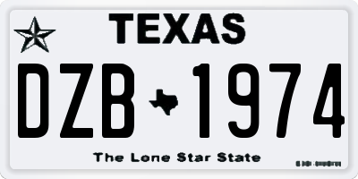 TX license plate DZB1974
