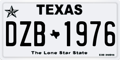 TX license plate DZB1976