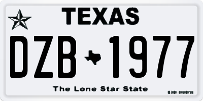 TX license plate DZB1977