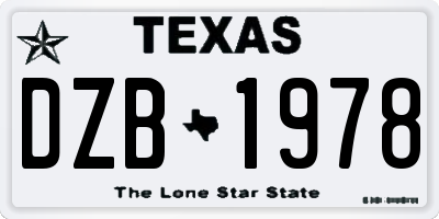 TX license plate DZB1978