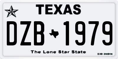TX license plate DZB1979