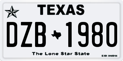 TX license plate DZB1980