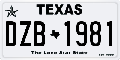 TX license plate DZB1981