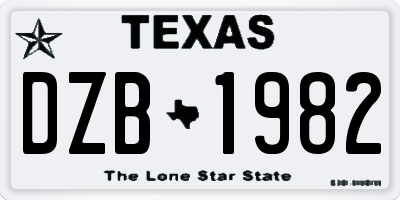 TX license plate DZB1982