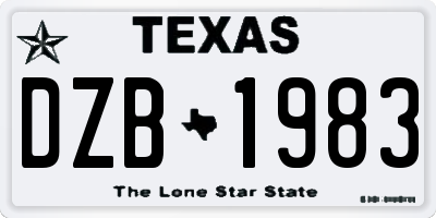 TX license plate DZB1983