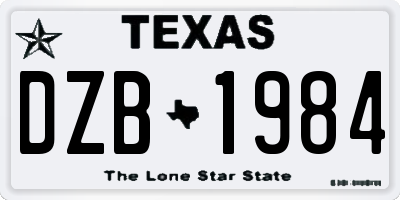 TX license plate DZB1984