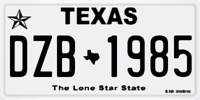 TX license plate DZB1985