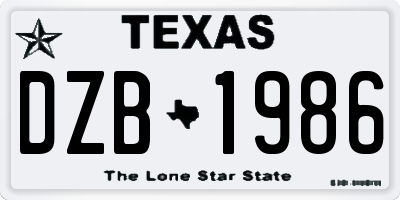 TX license plate DZB1986