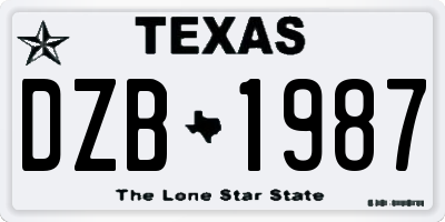 TX license plate DZB1987