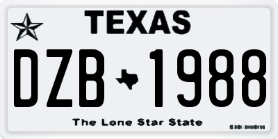 TX license plate DZB1988
