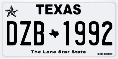 TX license plate DZB1992