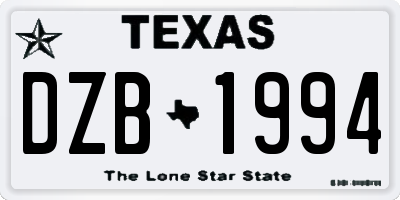 TX license plate DZB1994