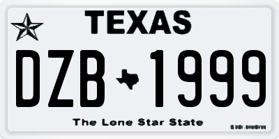 TX license plate DZB1999