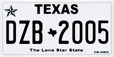 TX license plate DZB2005