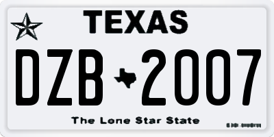 TX license plate DZB2007
