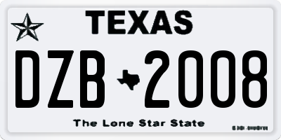 TX license plate DZB2008