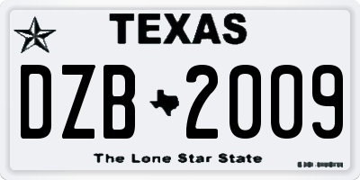 TX license plate DZB2009