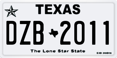 TX license plate DZB2011