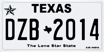 TX license plate DZB2014