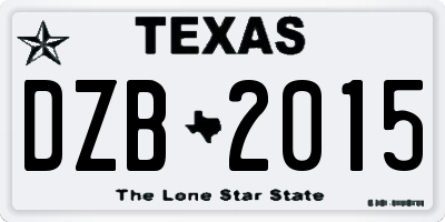 TX license plate DZB2015