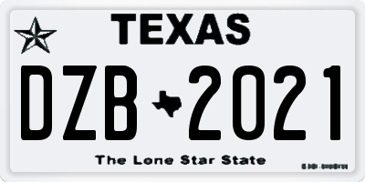 TX license plate DZB2021