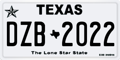 TX license plate DZB2022