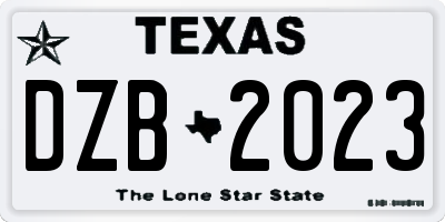 TX license plate DZB2023