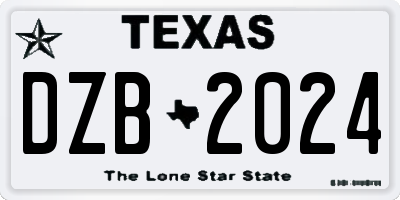 TX license plate DZB2024