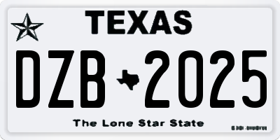 TX license plate DZB2025
