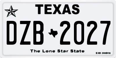 TX license plate DZB2027