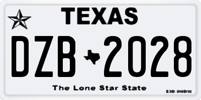 TX license plate DZB2028