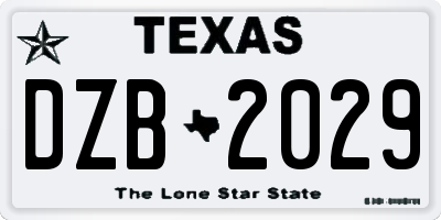 TX license plate DZB2029