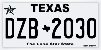 TX license plate DZB2030