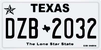 TX license plate DZB2032