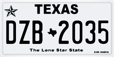 TX license plate DZB2035
