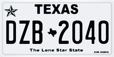 TX license plate DZB2040