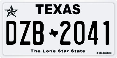 TX license plate DZB2041