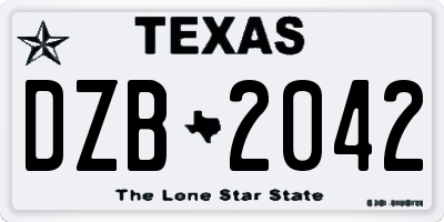 TX license plate DZB2042