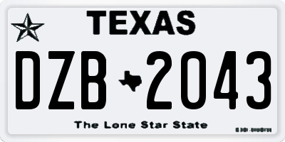 TX license plate DZB2043