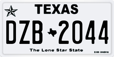 TX license plate DZB2044