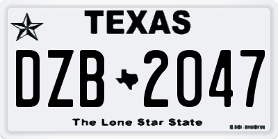 TX license plate DZB2047